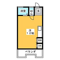 ヴィラ奥田 ワンルームの間取図画像