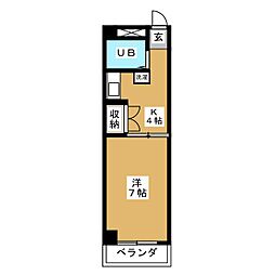 ハイツ浅井 1Kの間取図画像