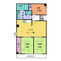 ジャルダン塩釜 3階3LDKの間取り