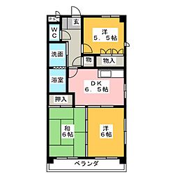 セントラルハイツ植田 1階3DKの間取り