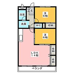 メゾン島田 6階2LDKの間取り