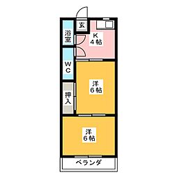 レイクビル 2Kの間取図画像