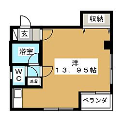 Ｈ．Ｃ．ＢＬＤ 2階ワンルームの間取り