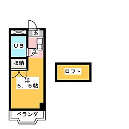 ヒルトップＡ 2階ワンルームの間取り