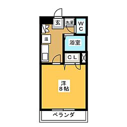 ＷＥＳＴ 2階1Kの間取り