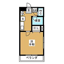 ＷＥＳＴ 4階1Kの間取り