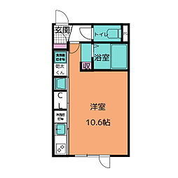 GLAMB3 道明町II 1階ワンルームの間取り