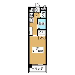 コーポオリオン 1階1Kの間取り