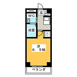 八事ガーデンヒルズ 5階1Kの間取り