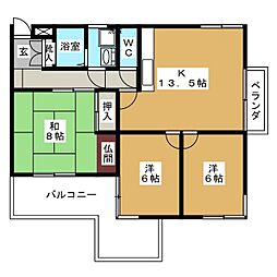 フローラ八幡山 3LDKの間取図画像