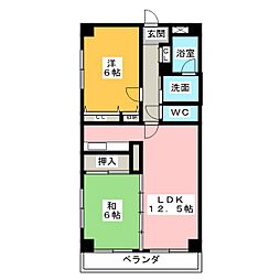 カルム植田 4階2LDKの間取り