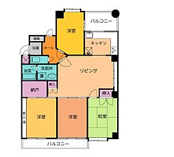 三旺マンション第2八事東 4LDKの間取図画像