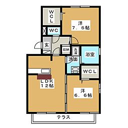 FLAP 1階2LDKの間取り