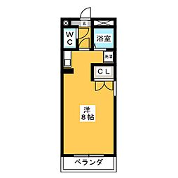 エクセル塩釜III 1階ワンルームの間取り