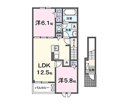 ココル 2階2LDKの間取り