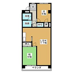 ハイライズ成田 2LDKの間取図画像