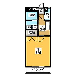 ミレニアム 2階1Kの間取り