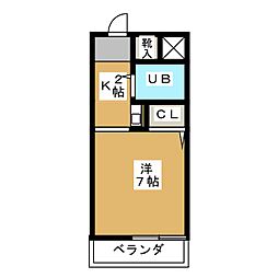 ジョイフル元八事 1階ワンルームの間取り