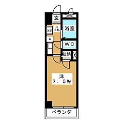 イーストアベニュー 3階1Kの間取り
