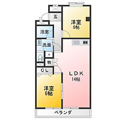 サンライズカトウ 2LDKの間取図画像