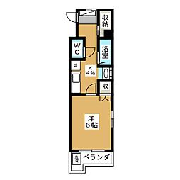 S.S.ビル 1Kの間取図画像