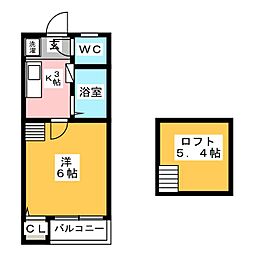 クレアール塩釜 1Kの間取図画像