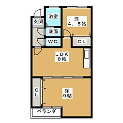 コーポ八幸園 2LDKの間取図画像