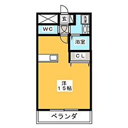 パラシオン2 ワンルームの間取図画像