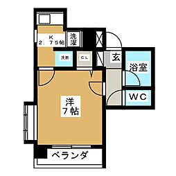 シャイン塩釜ハイツ 1Kの間取図画像