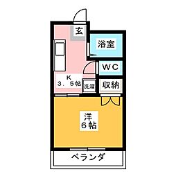 コーポ南大坪 1Kの間取図画像