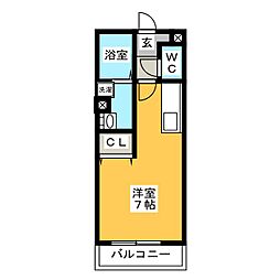 ロイヤル塩釜 1Kの間取図画像