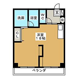 第1正和 ワンルームの間取図画像