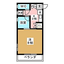 シーズンコート塩釜駅前 1Kの間取図画像