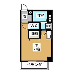 プレジール元八事 ワンルームの間取図画像