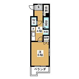 S.S.ビル 1Kの間取図画像