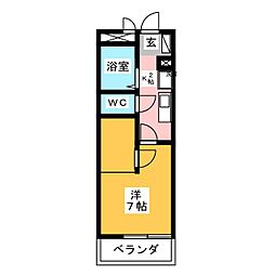 レオパレス道明町 1Kの間取図画像