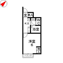 レオパレス一本松 1Kの間取図画像
