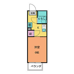 アビテシンシア 2階ワンルームの間取り