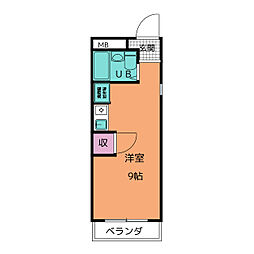 平針ハウス 2階ワンルームの間取り