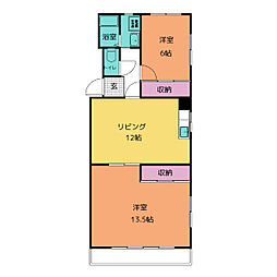 晴真マンション 3階2LDKの間取り
