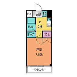 シェ・モア平針 3階1Kの間取り