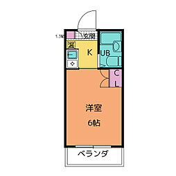 ビビッド原 ワンルームの間取図画像