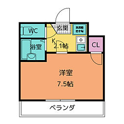 しあわせＳＯ 4階1Kの間取り