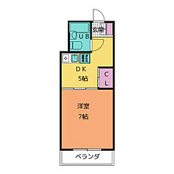 スチューデントハイツ原 2階1DKの間取り