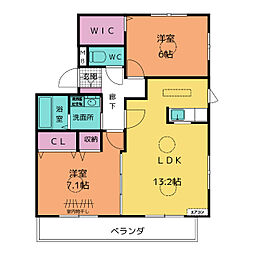 ドエルストークIII 2階2LDKの間取り