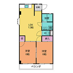 ファミールはらた 2階2LDKの間取り