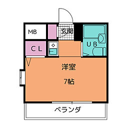 プリマベーラ原 4階ワンルームの間取り