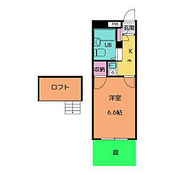 ライブリー平針 1階1Kの間取り