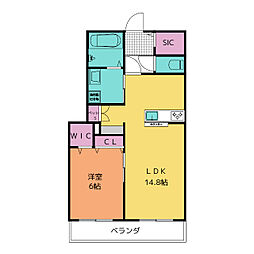 メゾン天白公園東W 1階1LDKの間取り