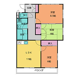 レジデンス赤池 3LDKの間取図画像